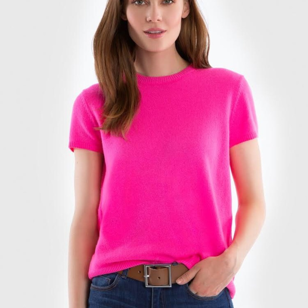 525 America Cashmere Short Sleeve Sweater S NWT